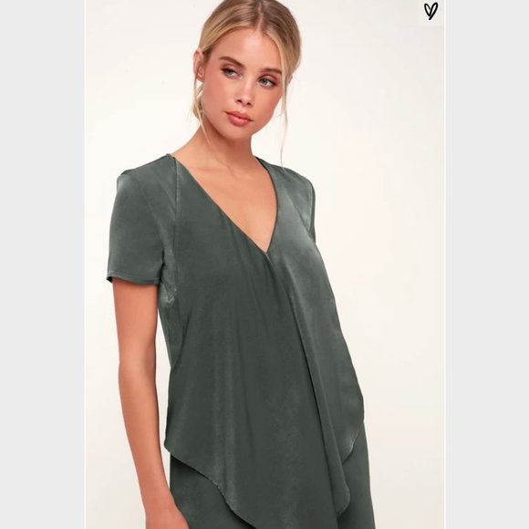 Dear Friend Satin Drape Front Shift Dress - Picture 4 of 8